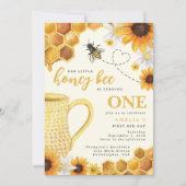 Little Honey Bee Watercolor Sonnenblume 1. Geburts Einladung (Vorderseite)