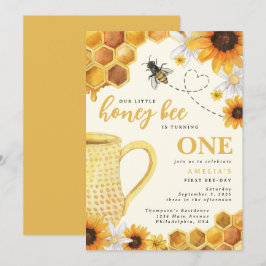 Little Honey Bee Watercolor Sonnenblume 1. Geburts Einladung