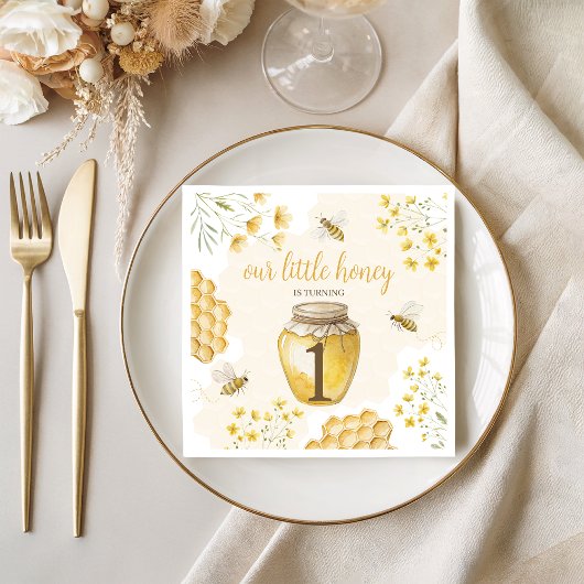 Little Honey Birthday Paper Napkins Serviette