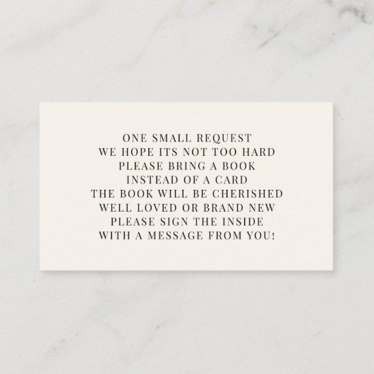 Little Honey Books For Baby Bee Baby Shower Begleitkarte (Rückseite)