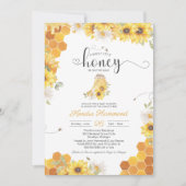 Little Honey Bumble Bee & Sunflower Baby Dusche Einladung (Vorderseite)