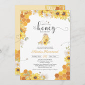 Little Honey Bumble Bee & Sunflower Baby Dusche Einladung (Vorne/Hinten)