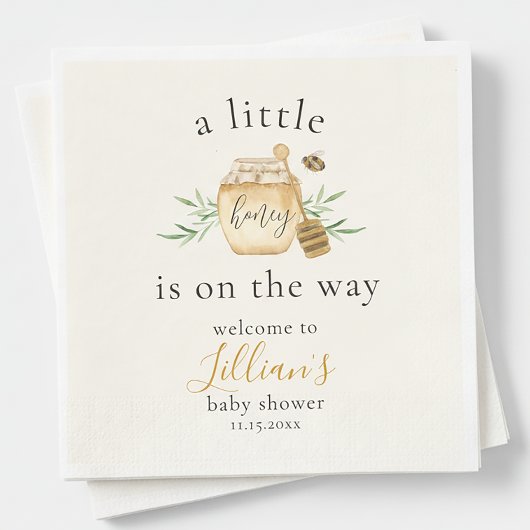 Little Honey Is On The Way Bee Baby Shower Serviette