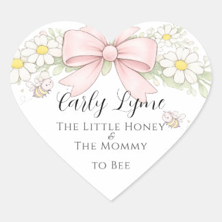 Little Honey Mommy to Bee  baby shower add name Herz-Aufkleber