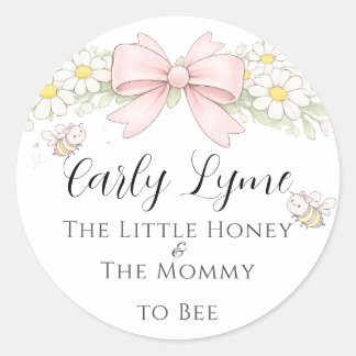 Little Honey Mommy to Bee  baby shower add name Runder Aufkleber