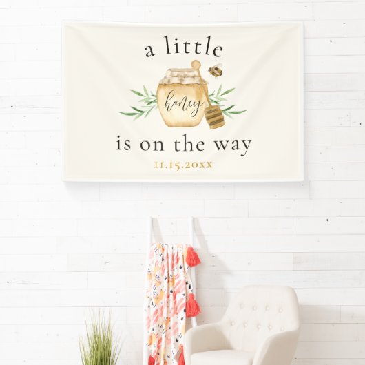 Little Honey On The Way Bee Baby Shower Banner (InSitu)