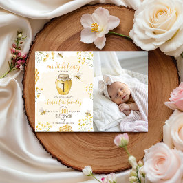 Little Honey Photo 1st Birthday Invite Einladung