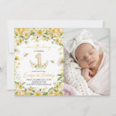 Little Honey Photo 1st Birthday Invite Einladung (Vorderseite)