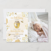 Little Honey Photo 1st Birthday Invite Einladung (Vorderseite)