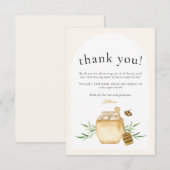 Little Honey Soft Watercolor Bee Baby Shower Flat Dankeskarte (Vorne/Hinten)