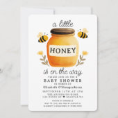 Little Honey Watercolor Bee Baby Shower Einladung (Vorderseite)