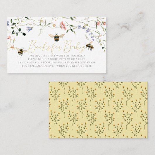 Little Honey Wildflower Bee Baby Shower Book Begleitkarte (Vorne/Hinten)