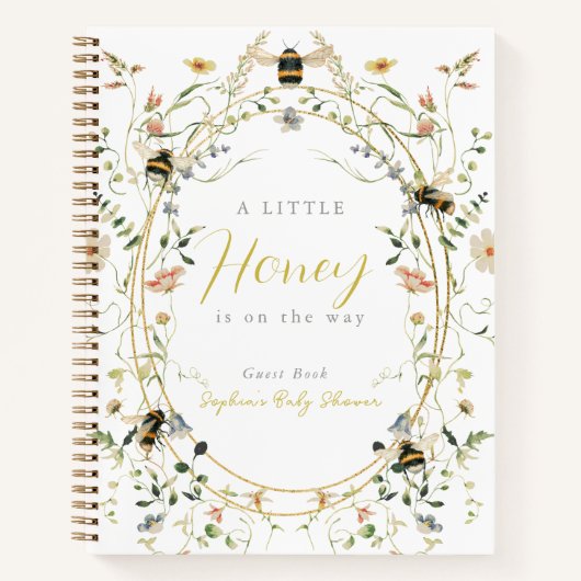 Little Honey Wildflower Bee Baby Shower Guest Book Notizblock (Vorderseite)
