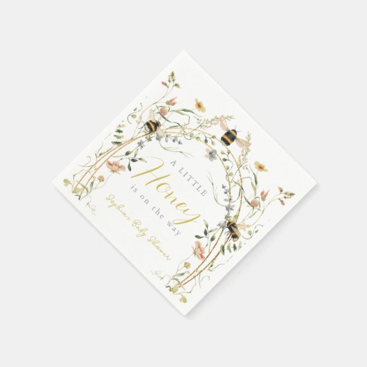 Little Honey Wildflower Bee Baby Shower Serviette (Ecke)