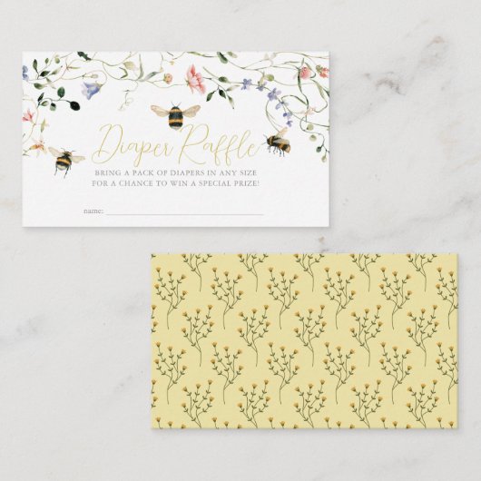 Little Honey Wildflower Bee Diaper Raffle Ticket Begleitkarte (Vorne/Hinten)