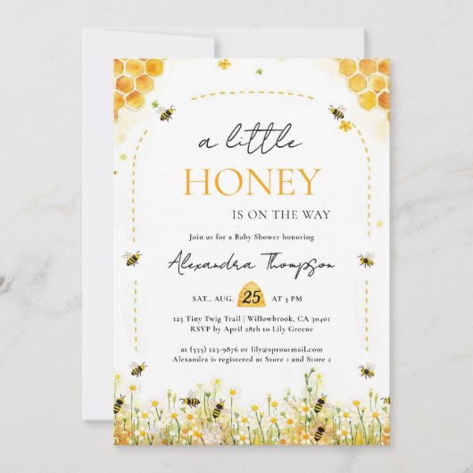 Little Honey Wildflowers Arch Summer Baby Shower Einladung (Vorderseite)