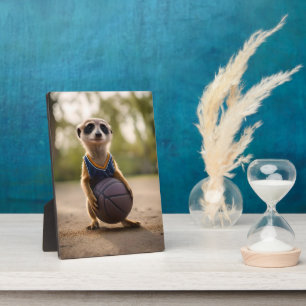 Little Hoop Star: Baby Meerkat Holding Basketball Fotoplatte