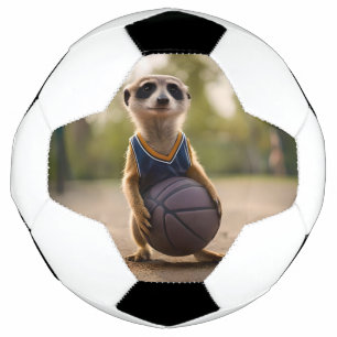 Little Hoop Star: Baby Meerkat Holding Basketball Fußball