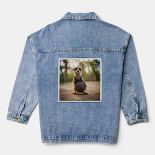 Little Hoop Star: Baby Meerkat Holding Basketball Jeansjacke
