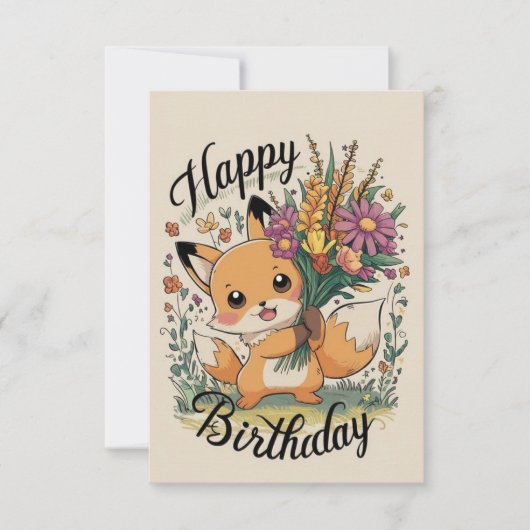 Little Hübsch Fox Geburtstag Karte (Vorderseite)