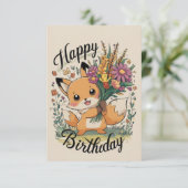 Little Hübsch Fox Geburtstag Karte (Stehend Vorderseite)