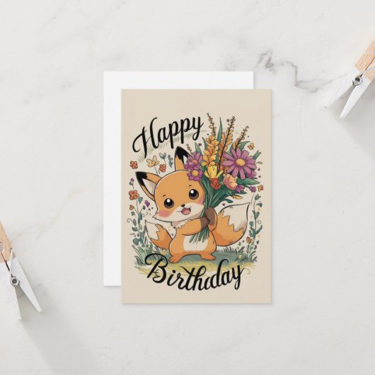 Little Hübsch Fox Geburtstag Karte (Vorderseite/Rückseite Beispiel)