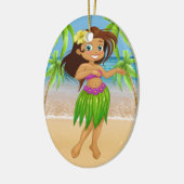 Little Hula Dancer Keramik Ornament (Links)
