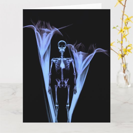 Little Human X-Ray Skeleton & Blume - Blau Karte (Gelbe Blume)