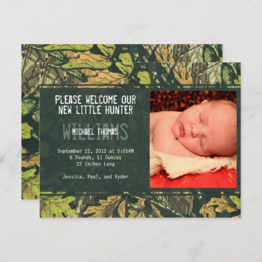 Little Hunter | Geburtsankündigung Ankündigung (Vorne/Hinten)