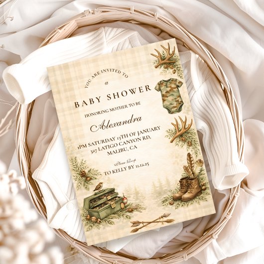 Little Hunter Woodland Keepsake Baby Shower Einladung