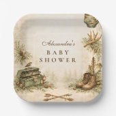 Little Hunter Woodland Keepsake Baby Shower Pappteller (Vorderseite)