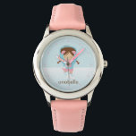 Little Ice Skater {pink} Armbanduhr<br><div class="desc">Diese bezaubernde Uhr zeigt eine bezaubernde Vektorgrafik eines kleinen Eis-Skaten-Mädchens,  das mit dem Namen,  dem Monogramm,  dem Initial oder einem beliebigen Text Ihrer Wahl personalisiert werden kann.</div>