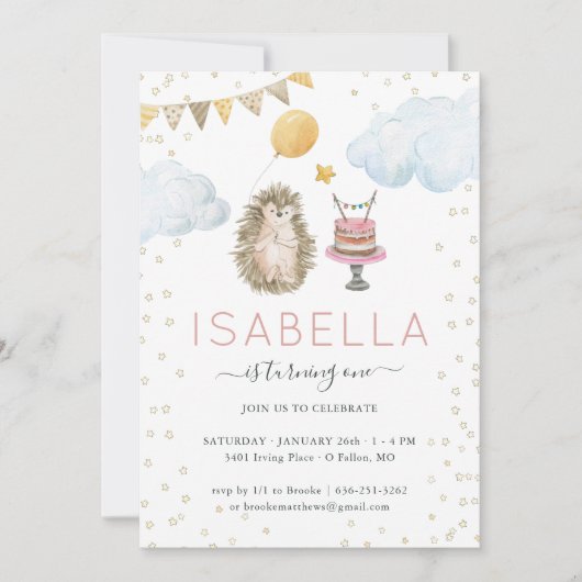 Little Igel First Birthday Party Einladung (Vorderseite)