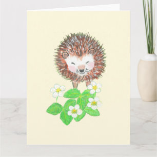 Little Igel & Wild Erdbeeren Blume Karte