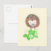 Little Igel & Wild Erdbeeren Blume Postkarte (Vorne/Hinten)