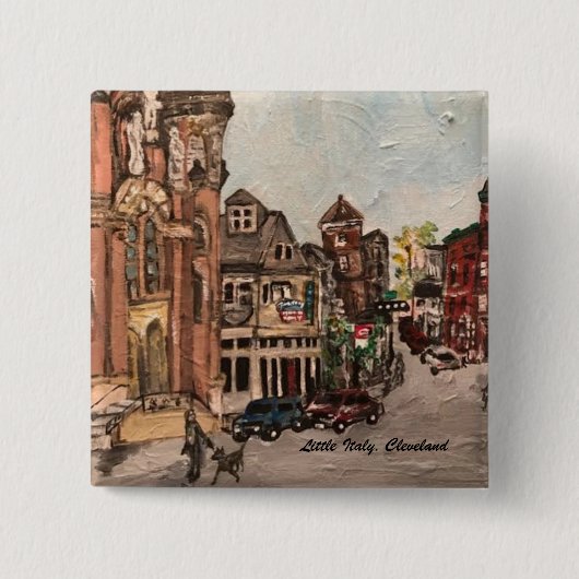 Little Italy, Cleveland Ohio Painting on a Button (Vorderseite)