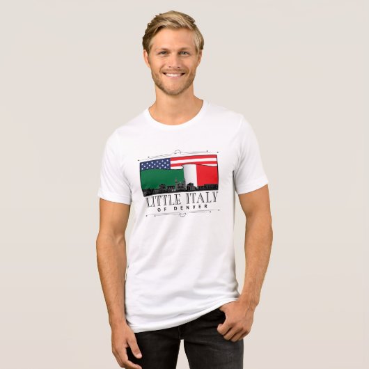 Little Italy of Denver Classic logo WHITE Tri-Blend Shirt (Vorderseite voll)