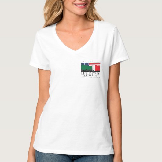 Little Italy of Denver Classic logo WHITE V Neck T-Shirt (Vorderseite)