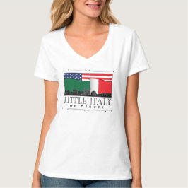 Little Italy of Denver Classic logo WHITE V Neck T-Shirt