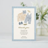 Little Jean Baby Shower Denim Boho Dankeskarte (Stehend Vorderseite)