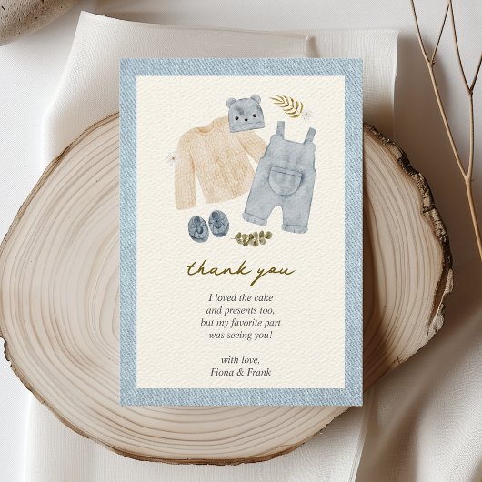Little Jean Baby Shower Denim Boho Dankeskarte