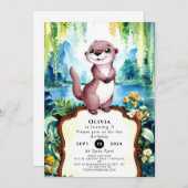 Little Joyful Otter Birthday Einladung (Vorne/Hinten)