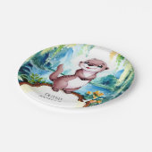 Little Joyful Otter Birthday Pappteller (Schrägansicht)