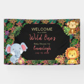 Little Jungle Animals Wild One Baby Shower Banner (Horizontal)
