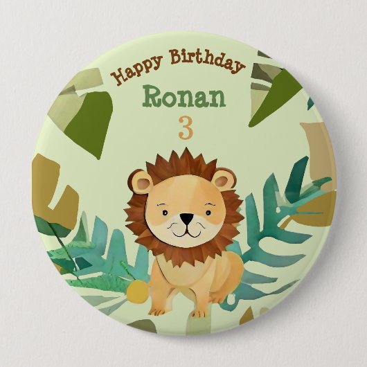 Little Jungle Prince Lion Birthday Button (Vorderseite)