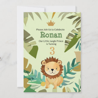 Little Jungle Prince Lion Birthday Einladung
