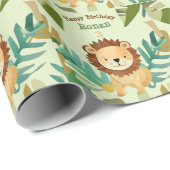 Little Jungle Prince Lion Birthday Geschenkpapier (Rolleneckpunkt)
