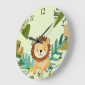 Little Jungle Prince Lion Birthday Große Wanduhr (Winkel)