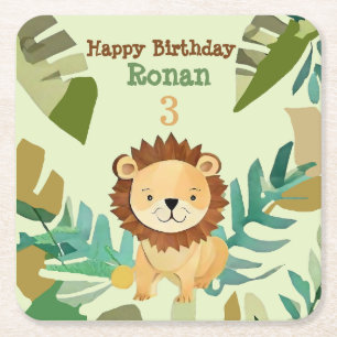 Little Jungle Prince Lion Birthday Rechteckiger Pappuntersetzer