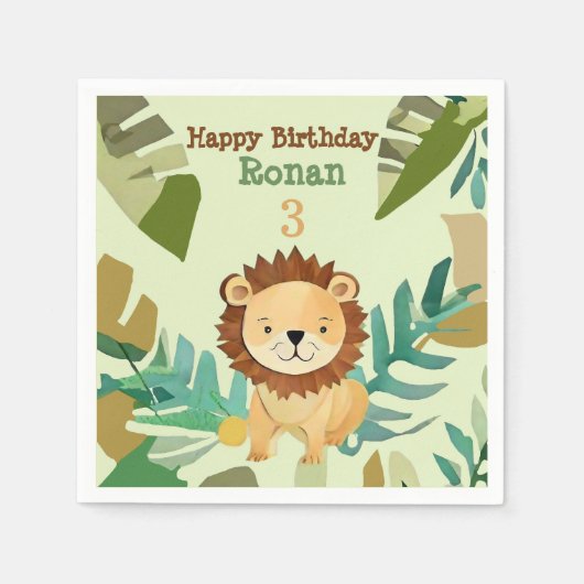 Little Jungle Prince Lion Birthday Serviette (Vorderseite)